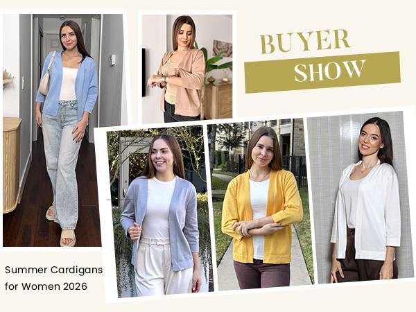 Women's 3/4 Sleeve Open Front Cropped Knit Cardigan Sweater Casual Bolero Shrugs for Dresses Summer Outfits Minimalist 2026 lightweight Breathable Clothes for Casual Office Summer Layering Cover Up Women's Tops