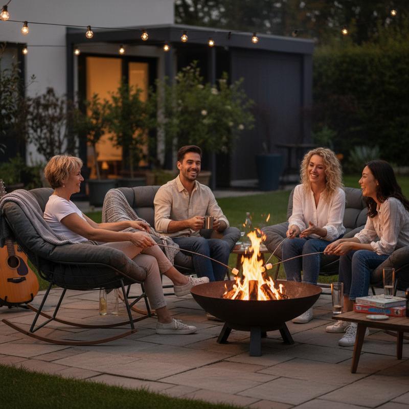 Outdoor Rocking Chair E-Coated Rocking Chair with Cushion Outdoor Rocker Recliner Chair for Patio Porch Garden Backyard Comfy