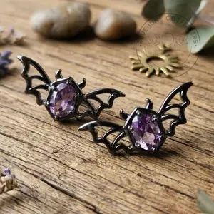 BAT STUD EARRINGS WITH SPLARKLING ZIRCON STONES