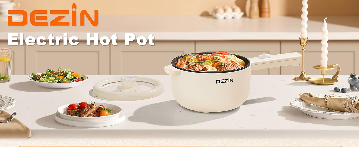 Dezin Multifunctional Portable Electric Hot Pot 2L with Power Adjustment, Non-Stick Coating, Over-Heating Protection, Travel-Friendly, Ideal for Sautéing & Boiling, Household Appliances Dezin Multifunctional Portable Electric Hot Pot 2L with Power Adjustment, Non-Stick Coating, Over-Heating Protection, Travel-Friendly, Ideal for Sautéing & Boiling, Household Appliances