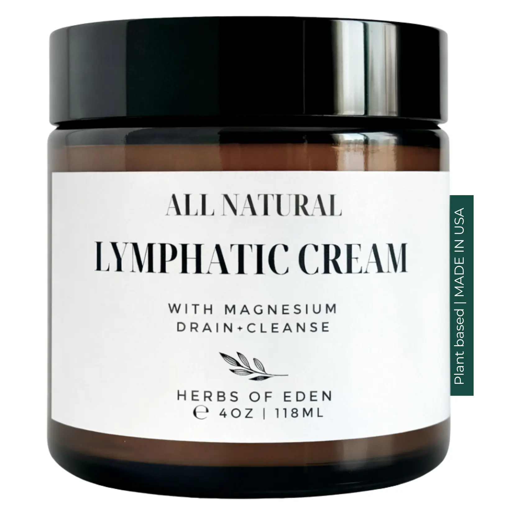 Herbs of Eden Organic Lymphatic Drainage Cream with Magnesium Massage Lotion Stimulate Lymph Flow 4 oz Herbal Infused with Grape Seed Oil Made in USA