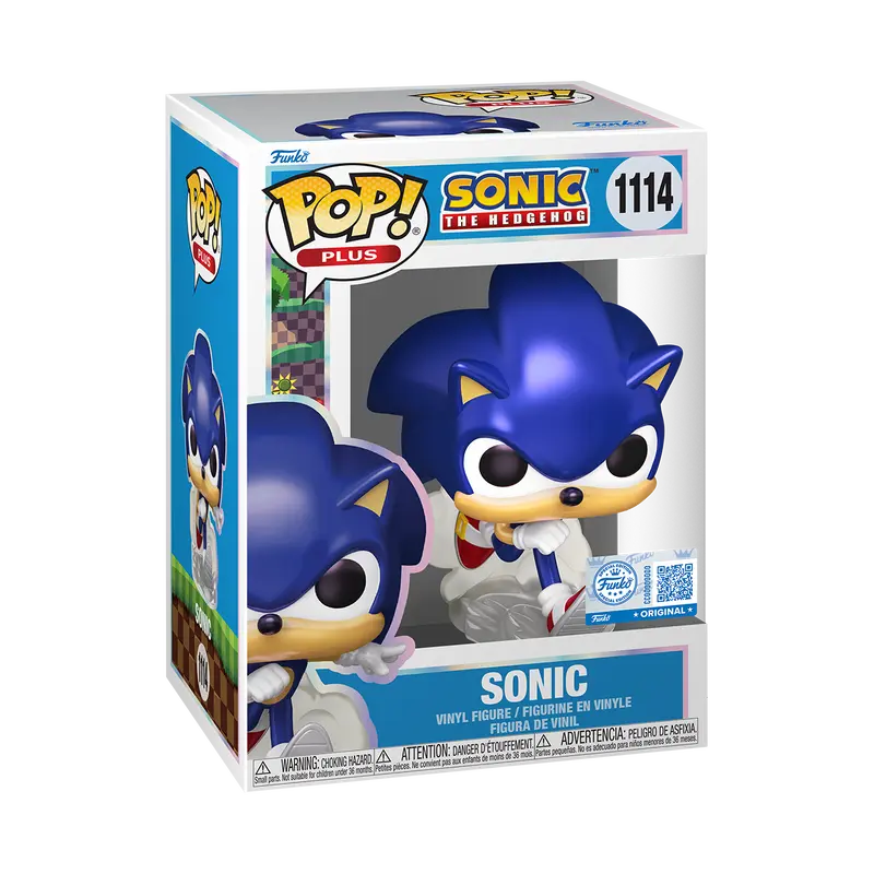 Funko Pop! Plus Sonic The Hedgehog - Sonic (Pearlescent) #1114 Exclusive (Sticker may vary) Collectible Pop Vinyl Figure