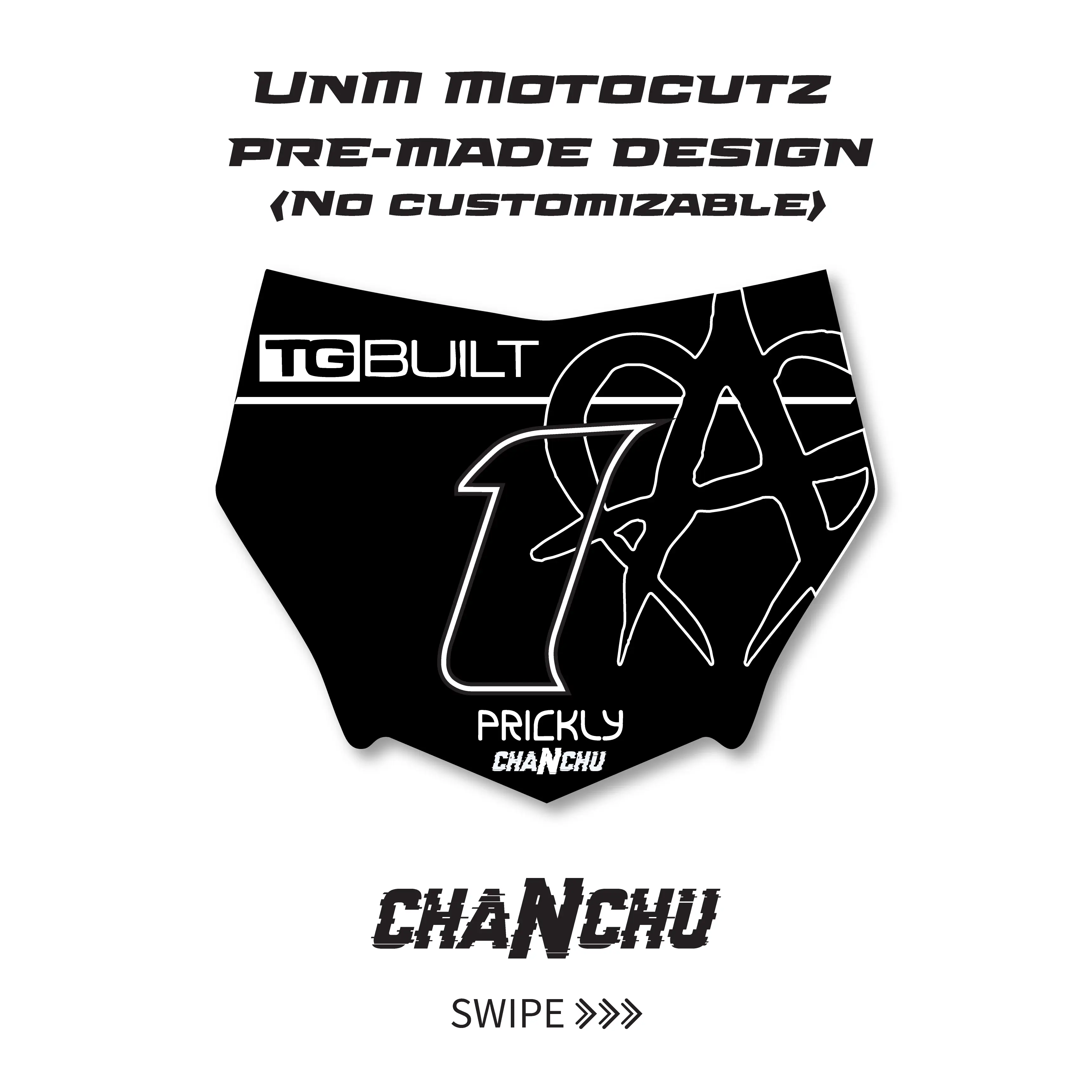UnM Motocutz pre-made front number plate sticker - Made to order
