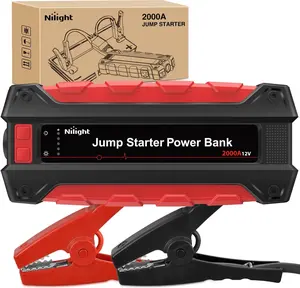 New Drops Nilight 2000A Car Battery Jump Starter for Up to 8.0L Gas & 7.0L Diesel Engines 12V Portable Jump Start Booster Pack Jump Box with Jumper Cables DC Output and LED Light Automotive Tool Kit Truck, Car Accessory, Vehicle