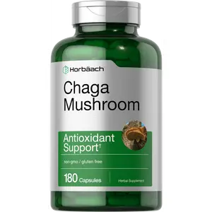 Horbäach Chaga Mushroom Capsules | 180 Count | Non-GMO & Gluten Free Supplement