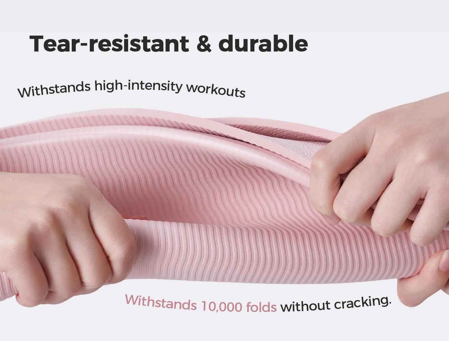 KEEP Folding Yoga Exercise Mat,72''x 24'' 6mm Thick Anti-Slip Antibacterial Easy Storage Portable Exercise Mat for Home Gym Travel with Elastic Sport Band