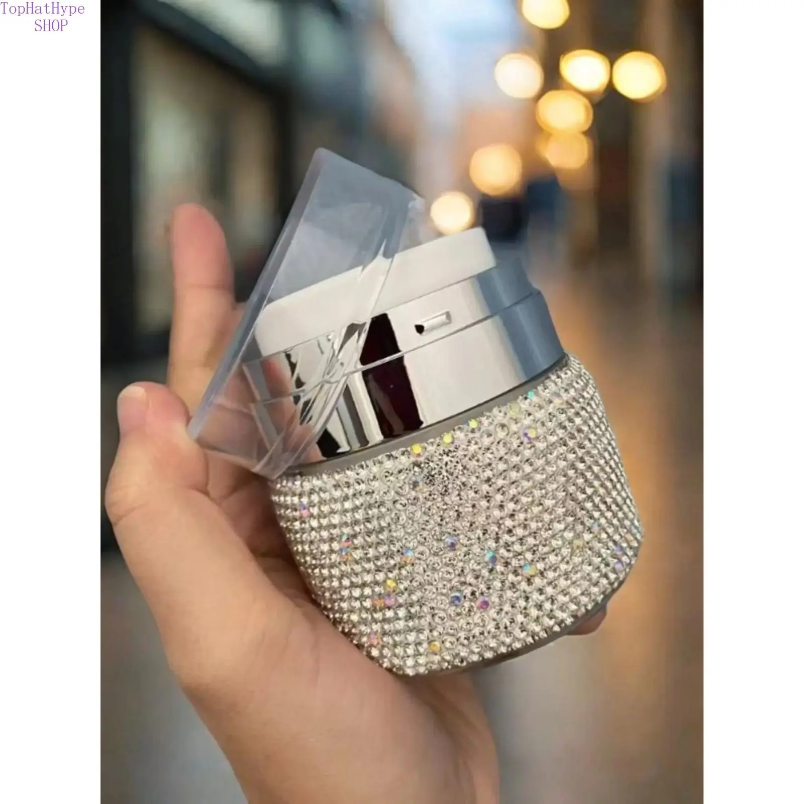 Luxury Rhinestone Airless Pump Jar, Refillable Leak-Proof Travel Canister for Skincare and Face Cream, Travel Bottles