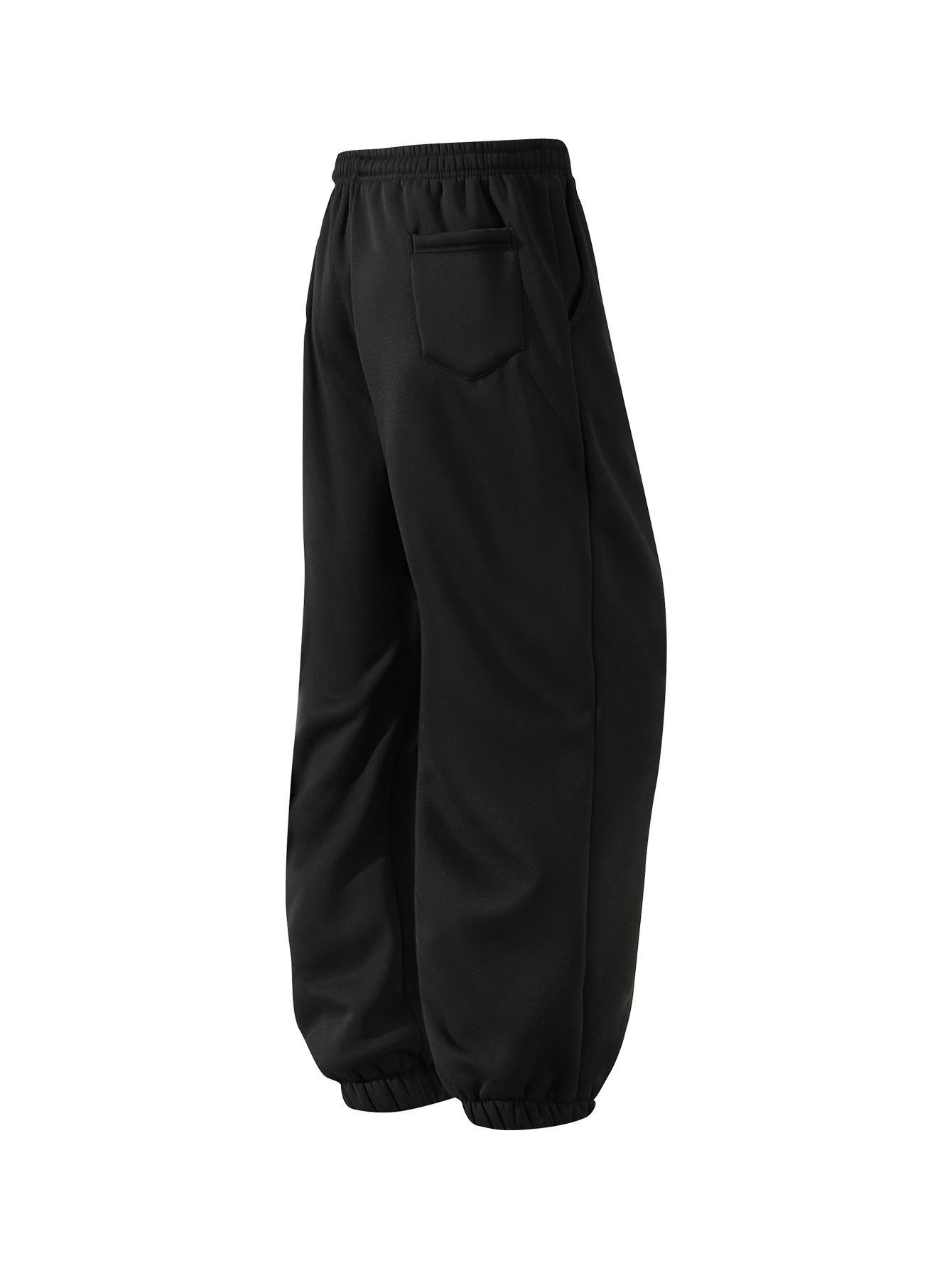 CCCMAI Men's Pocket Drawstring Winter Pants, Casual Regular Fit Plain Thermal Lined Trousers, Men's Bottoms for Winter Menswear