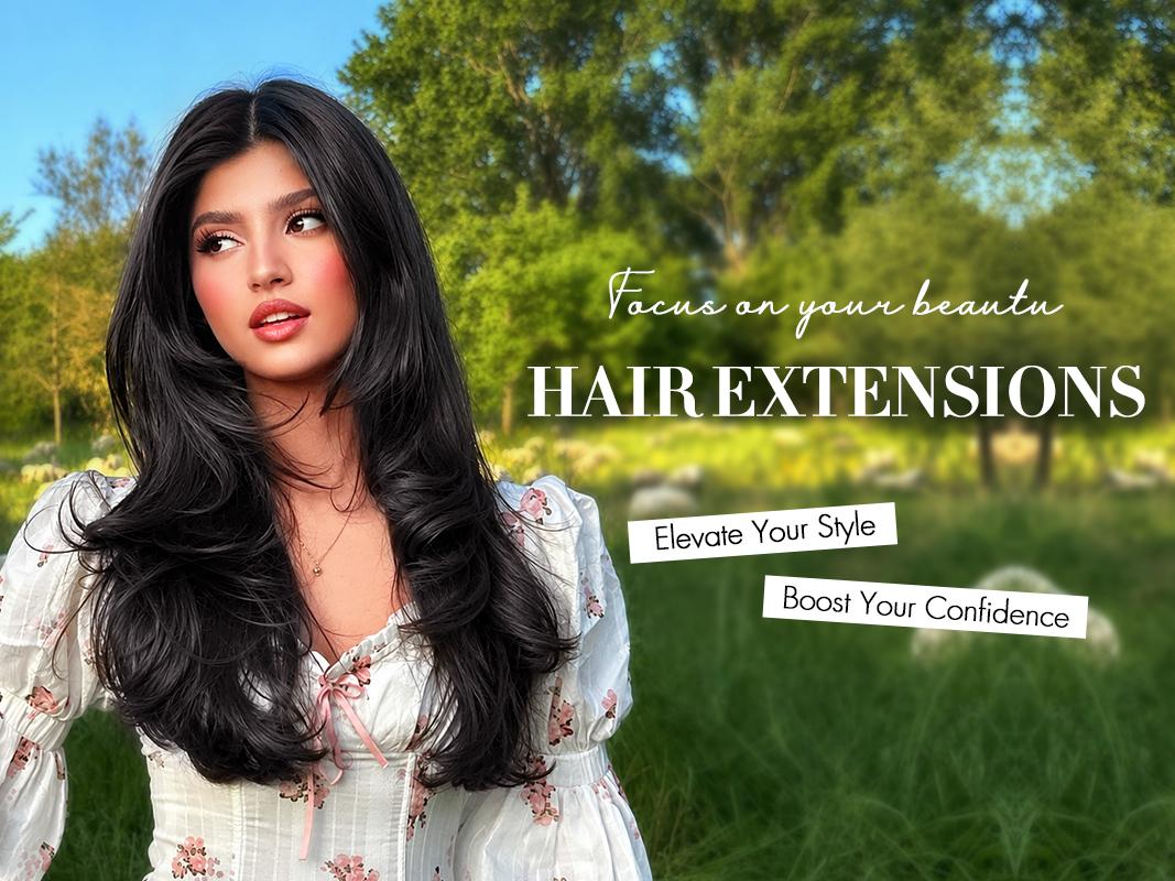 HIUSVO Clip in Hair Extensions, 1PCS Long Wavy Layered Synthetic Hair Extensions for Women Invisible Wire Hair Extensions Soft Hairpieces 20Inch/16Inch