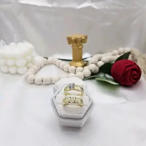LaYaiBoutique #2404 14k gold plated wedding ring set, high quality