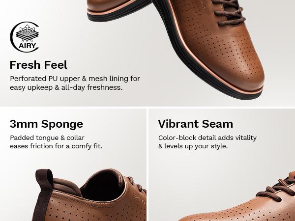 Bruno Marc [MaxFlex Suite Craft-] Men's Black Oxford Sneakers Breathable Perforated PU Upper Round Toe Laces All Seasons Comfortable Casual Walking Shoes