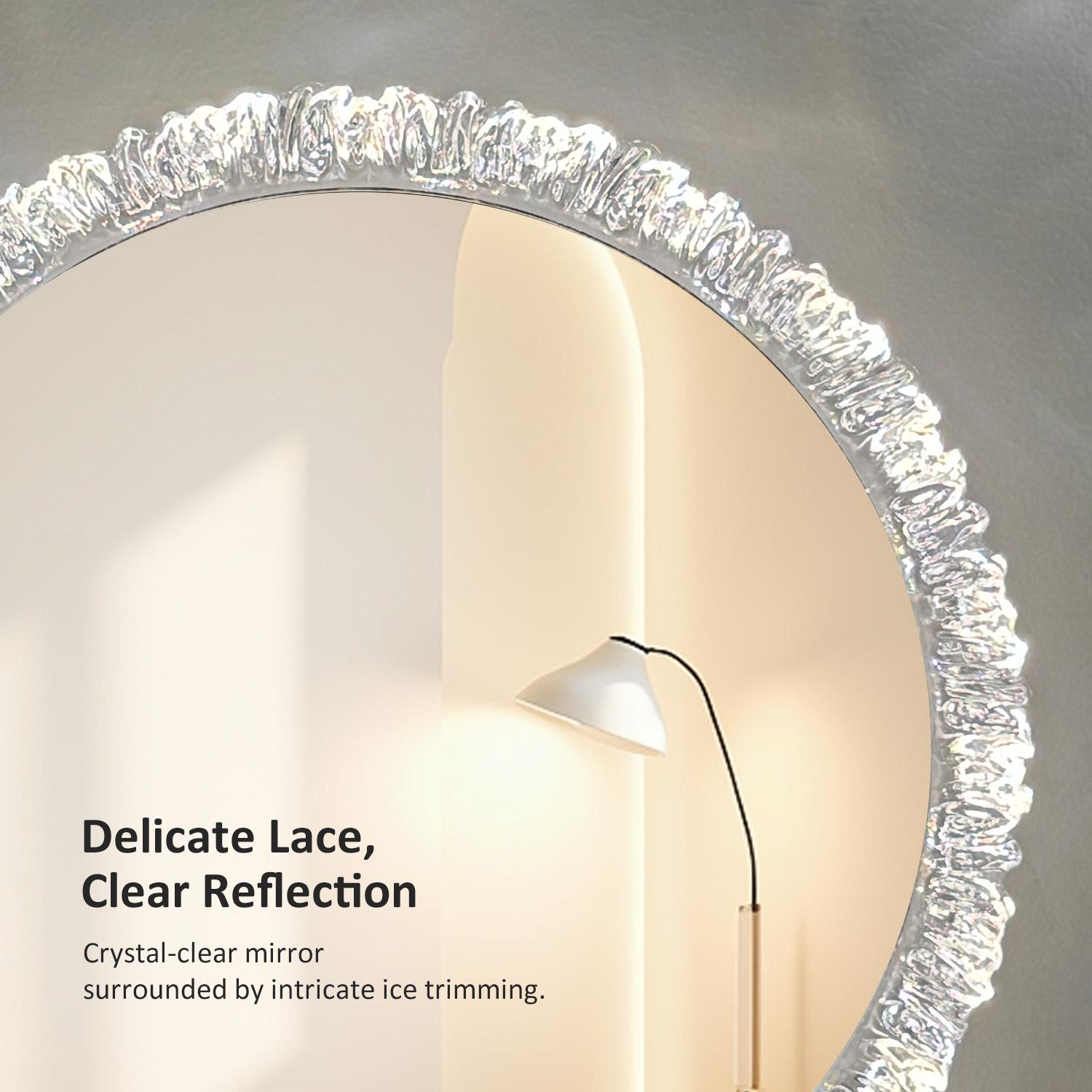 GALENTAL Iceberg Dimmable Round Vanity Mirror with Light, Round Bathroom Mirror With Touch Screen Control, LED Desktop Makeup Mirror, Round Bathroom Mirror For Over Sink,  Adjust Brightness, 3 CCT,Home Decor, Bedroom