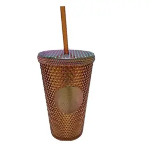 Starbucks Cup Gold Copper Studded Tumbler 50th Anniversary 16oz