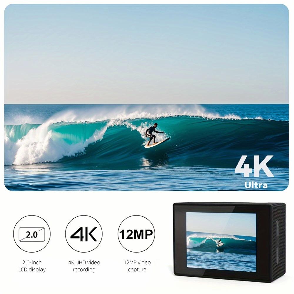 4K Action Camera, with 32G Memory Card, Pre-recording WiFi Camera 170° Remote Control Sports Cameras with Helmet Mount Accessories Kits, for Suitable for Beginners to Take Photos And Record Videos, Christmas, Festival, New Year's Gift