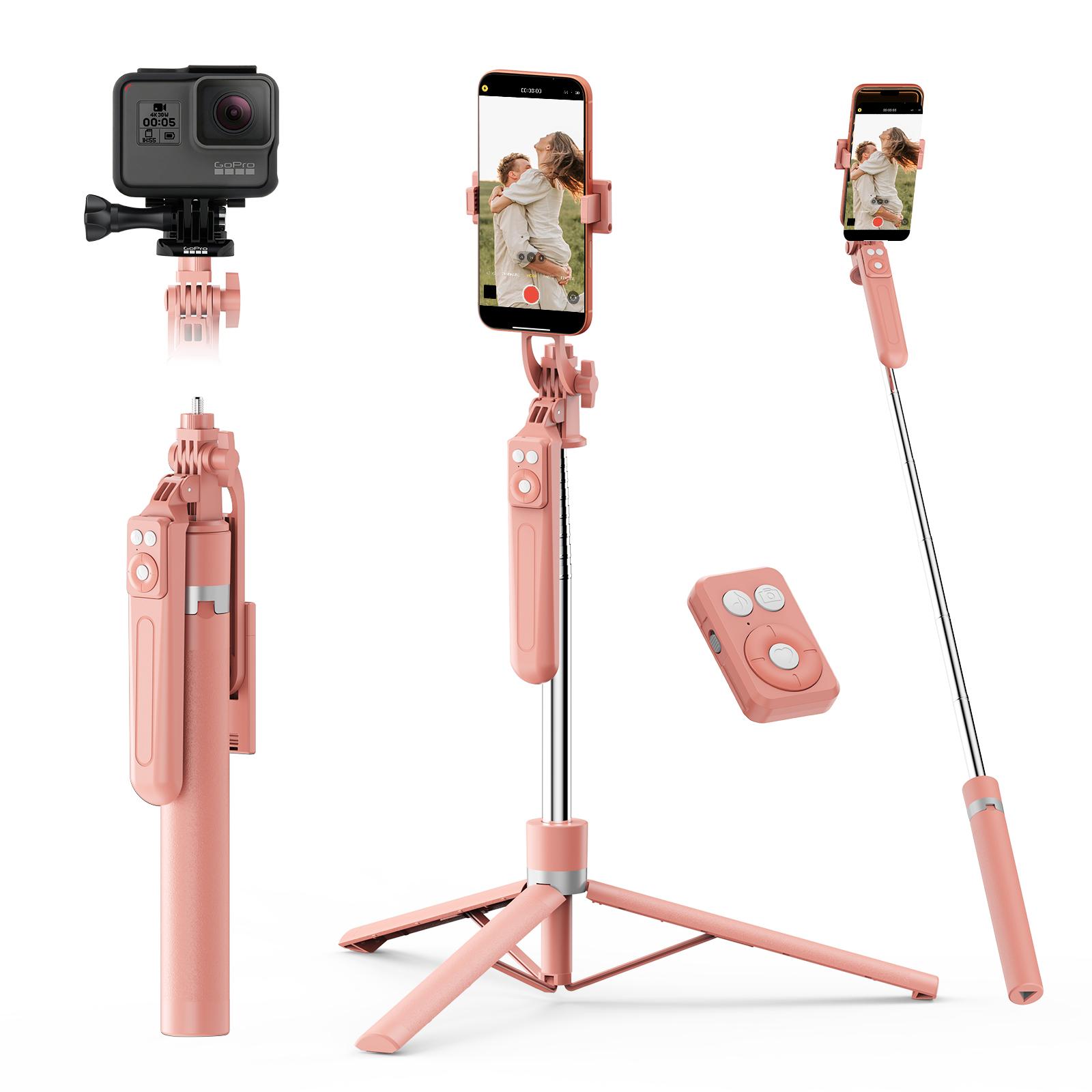 360° Rotatable & Extendable Phone Tripod with Dual Fill Lights & Bluetooth Remote - Portable Selfie Stick for Vlogging, Live Streaming, and Outdoor Travel, Compatible with iPhone 17 16 15 14 13 Android Smartphones