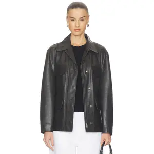 GRLFRND Dara Leather Jacket in Dark Brown