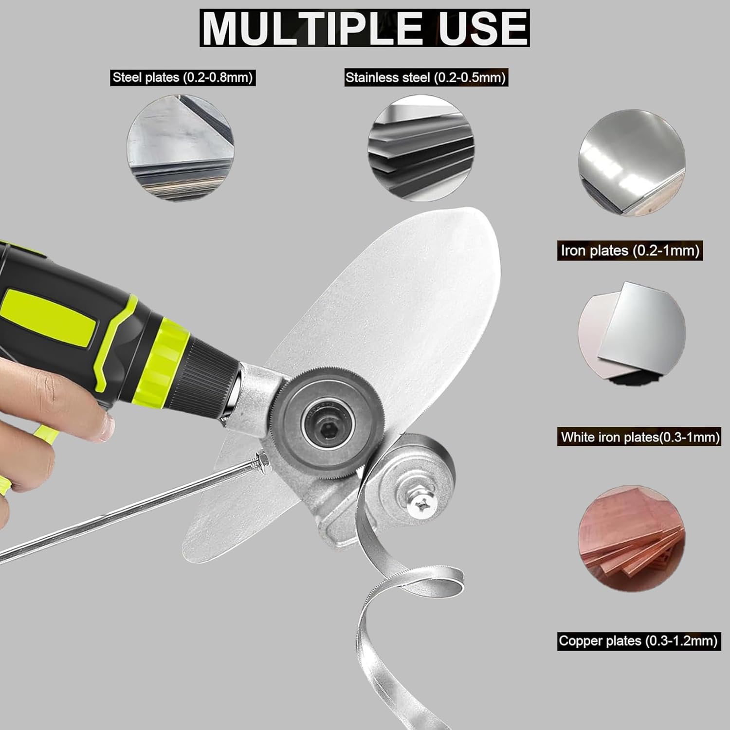 VAYWET Upgraded Sheet Metal Cutter Drill Attachment, For 12V Machine Electric Adapter (exclude) Shears Nibbler Drill Cutter Tools Portable Shearing Drill Bit Metal DIY Precision Fast for Cutting Thin Iron Thin White Sheet Steel Tile Aluminum Copper plate VAYWET Upgraded Sheet Metal Cutter Drill Attachment, For 12V Machine Electric Adapter (exclude) Shears Nibbler Drill Cutter Tools Portable Shearing Drill Bit Metal DIY Precision Fast for Cutting Thin Iron Thin White Sheet Steel Tile Aluminum Copper plate