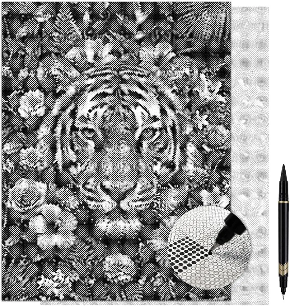 Savage Bloom Tiger Dot Painting Kit for Adults — 13×17 Canvas with Dual-Tip Marker
