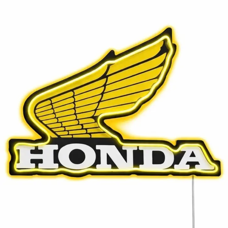 Honda Wing LED Wall Sign Vintage-Style Motorcycle Man Cave Garage Decor 20", Mdf