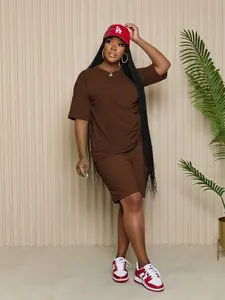 USBoutiqueCHIC Women's Fashion Crop Top & Shorts Set | Soft Knit Two Piece Outfit for Spring Summer