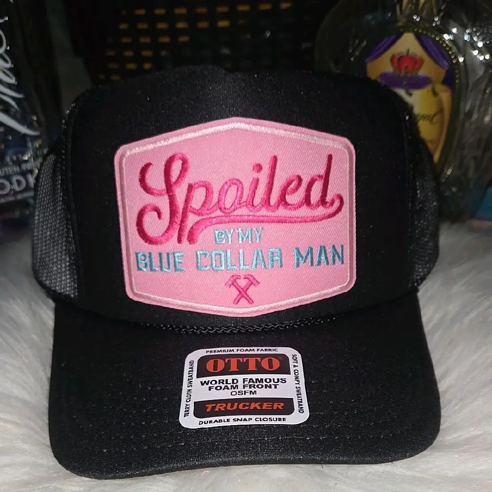 spoiled by my blue collar man- Black Otto trucker hat Fashion Accessory