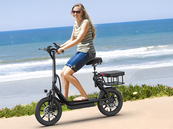 [AOVOPRO-VOLTVOGUE] ESBS Electric Scooter, Peak Power 750W, TopSpeed 22 mph, 10.5-22.5Ah, Driving Range 20-60 Miles,Rear Disc Brake + Electronic Brake, 14-inch Inflatable Tires.