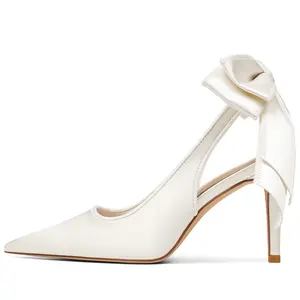 EROCALLI Ladies Satin Teacup Womens Silk Teacup Pump bow High Heel Smart Office Work Courts Pointed Toe Party Prom Wedding Bridal Shoes Classy Fashion Classy Fashion Footwear Heeled Stylish Elegant Girl