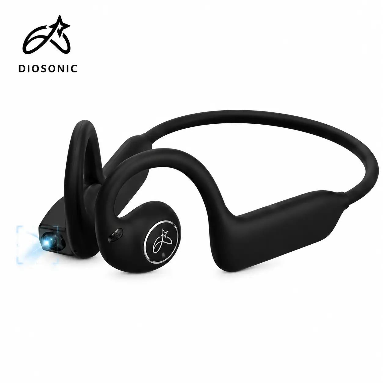 DIOSONIC New AI Smart Camera Open-Ear Earphones, Bluetooth 5.3 Wireless Chargeable Earbuds with 8MP Camera, 1080P Video, Wi-Fi Sync, IP54 Rated, Magnetic Charging, Audio, Recording, Instant Connection for Cycling, Outdoor Sports