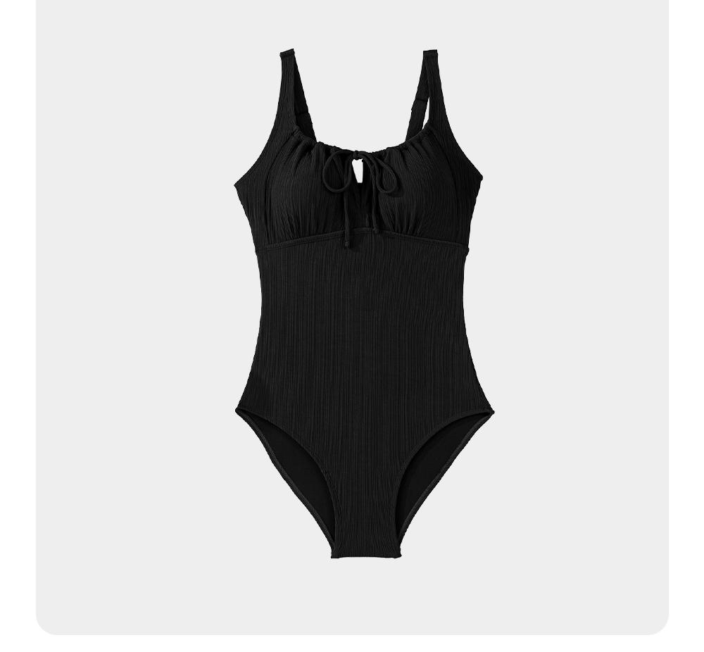 Aleumdr Womens Textured One Piece Swimsuit Tummy Control Bathing Suit with Bow Tie Knot Cutout Ruching Swimwear