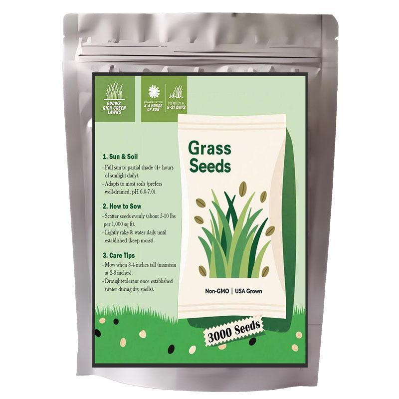 3000+ quick-germinating grass seeds for a lush green yard! Perfect for home gardens