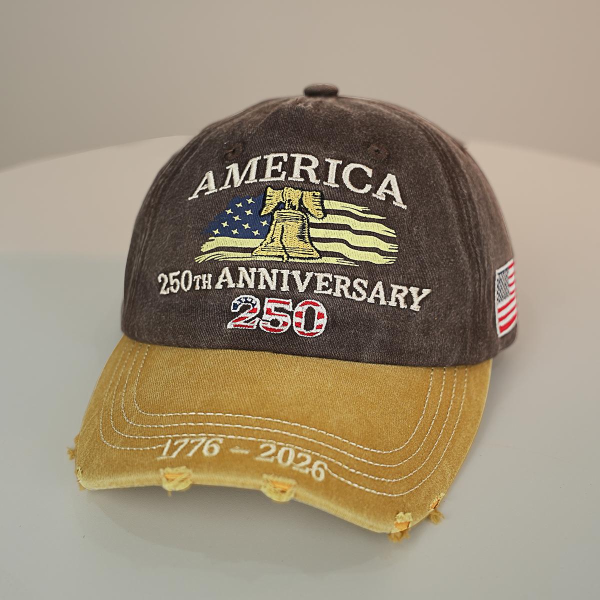 US 250th Anniversary Embroidered Baseball Cap, UPF 50+ Sun Protection Commemorative Hat
