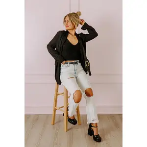 The Issey High Waist Distressed Straight Leg Jean