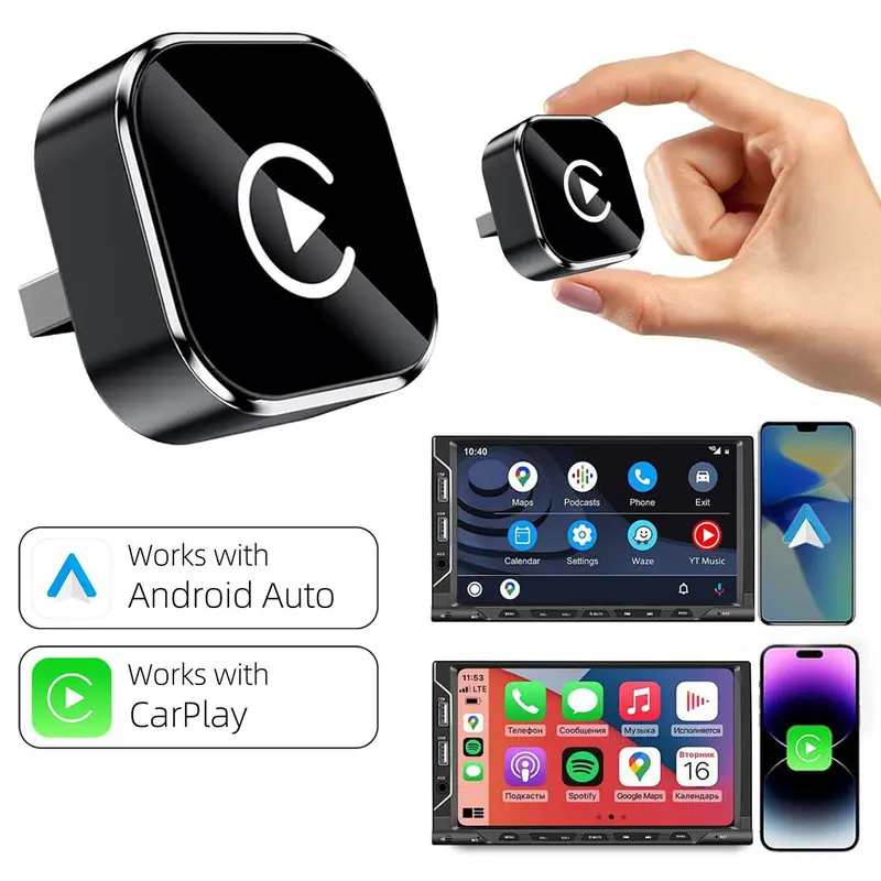 【YURNLV】New 2026 Wireless CarPlay Adapter, iPhone/Android Friendly, No Delay Connection & Hands-Free Calls