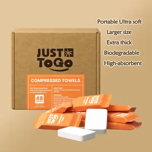 Compressed Towel Tablets, Disposable Coin Tissue for Travel, Portable Face Towels 10x12 Inch, Soft Durable Compressed Towels for Camping Outdoor On The Go (48/94 Cts)