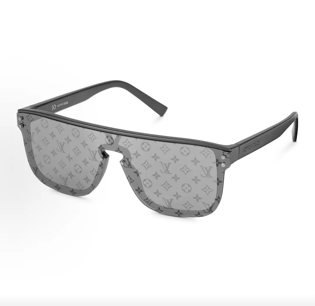 Pre-owned Brand new Louis Vuitton LV Monogram Print Flat Top Shield Sunglasses, Transparent Grey Frame / Monogram Printed Grey Lens（Do not purchase directly. Contact us for details.）
