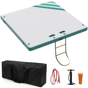 Inflatable Floating Dock Air Dock Platform Non-Slip Surface Thick Lake Floats with Portable Carrying Bag, Floating Island Raft with Air Pump for Lakes, Pool, Beach, Ocean,1.8m*1.5m