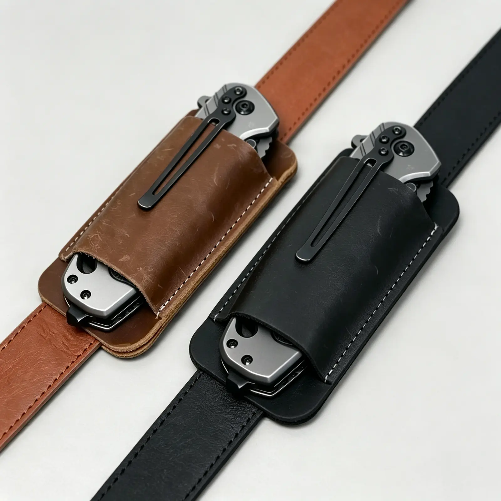 Leather Knife Case, Lightweight Foldable Knife Sheath, Knife Holder for Belt, Multifunctional Outdoor Sports Accessories, Portable Tool Accessories, Survival Gear, Camping Tools,Outdoor Survival Supplies, Survival Equipment Set,Black/Brown tiktokshopbackt
