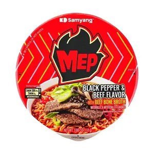 Samyang Korean Black Pepper Beef Flavor Ramen Big Bowl 110g - Rich Beef Bone Broth, Savory Instant Noodles for Quick Meals