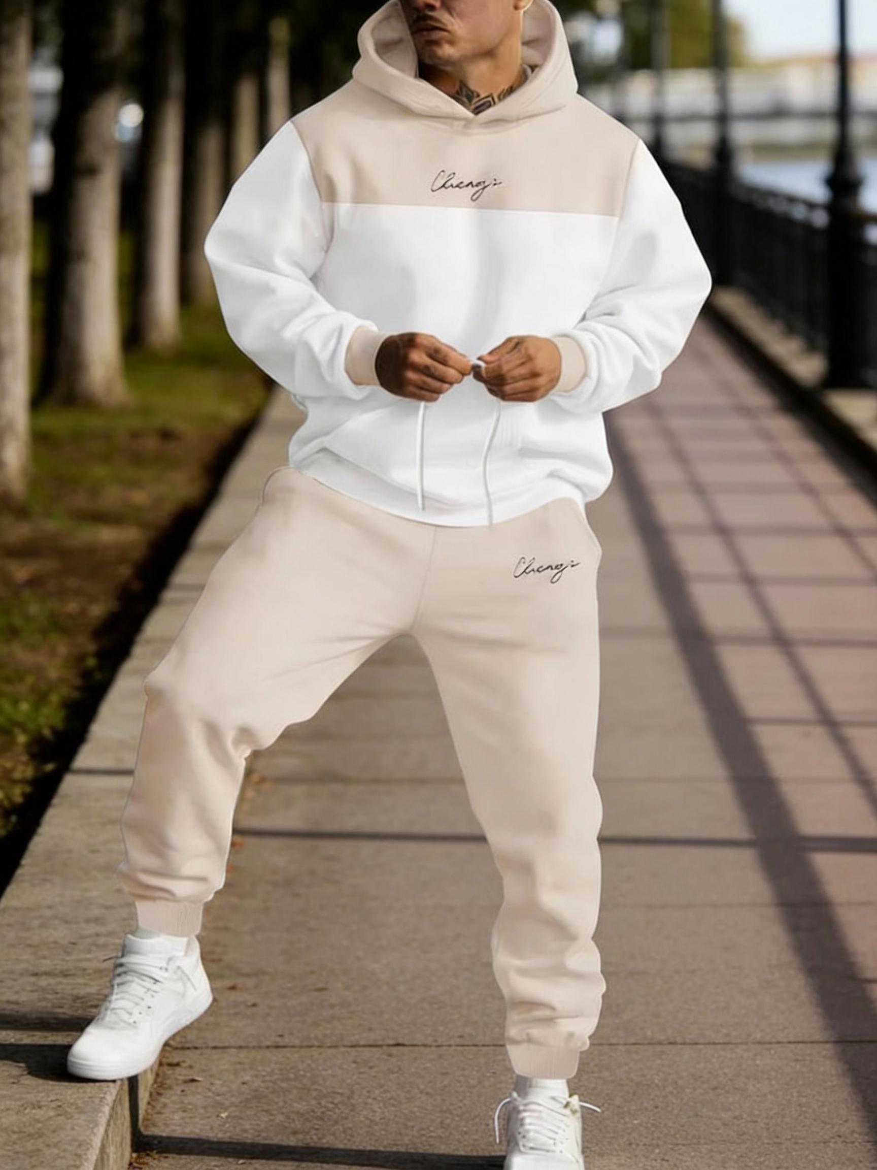 Men's 2025 Hooded Letter Set Hoodie & Casual Pants Business Fashion Versatile Simple Two-Piece Youthful Stylish Outfit