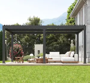 Louvered Pergola - 10'x20' Outdoor Pergolas with Adjustable Louvered Roof, Reinforced Aluminum Frame, Integrated Drainage System, Outdoor Gazebo for Deck, Patio, Backyard and Garden
