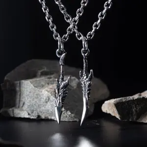 Anime Dagger Necklace Kamish's Wrath Pendant Solo Leveling Inspired Jewelry 54cm Stainless Steel Chain Edgy Otaku Fashion Gift