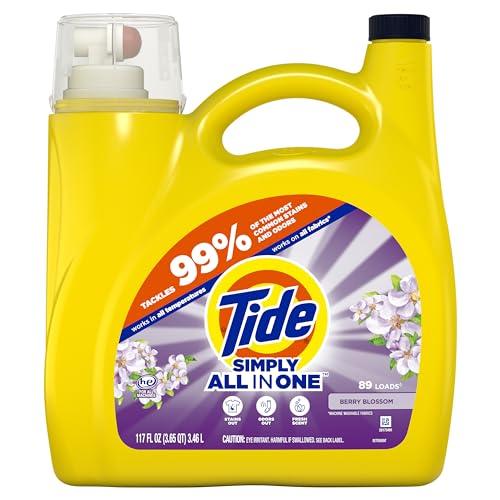 Tide Simply All-In-One Liquid Laundry Detergent, Berry Blossom Scent, 89 Loads, 117 fl oz