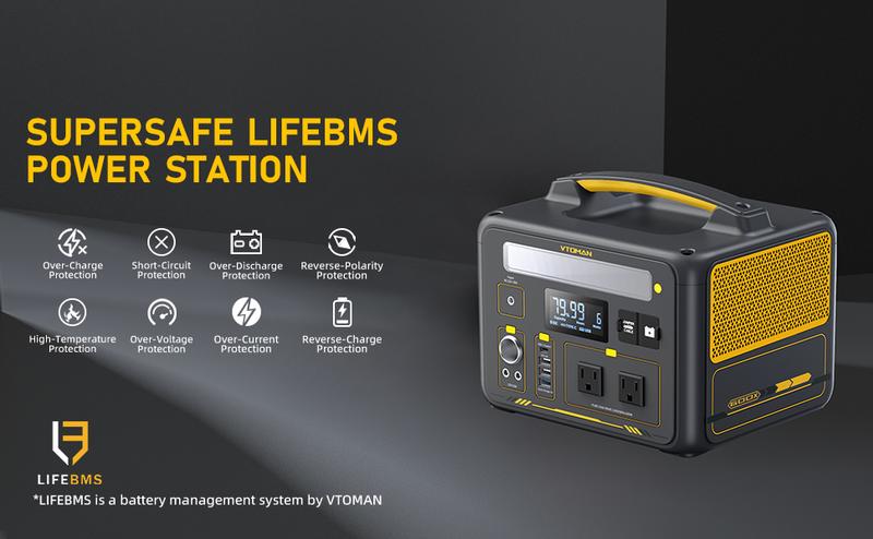VTOMAN Jump 600X Portable Power Station 600W 1200W Peak 299Wh LiFePO4 Battery 2x 110V/600W AC Outlets 60W PD 12V DC Output for RV Van Camping & Home Backup