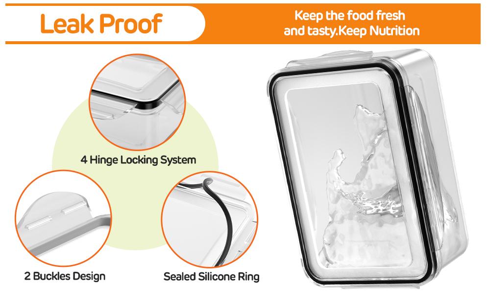 4/5/6/8 Pack Premium Food Storage Containers - Airtight, Leak-Proof, Microwave, Oven, Freezer and Dishwasher Safe - BPA Free, Stain-Resistant, Easy-Clean Design for Meal Prep and Bento Boxes,Fridge Organizers Stackable Plastic Durable Solid Set Kitchen