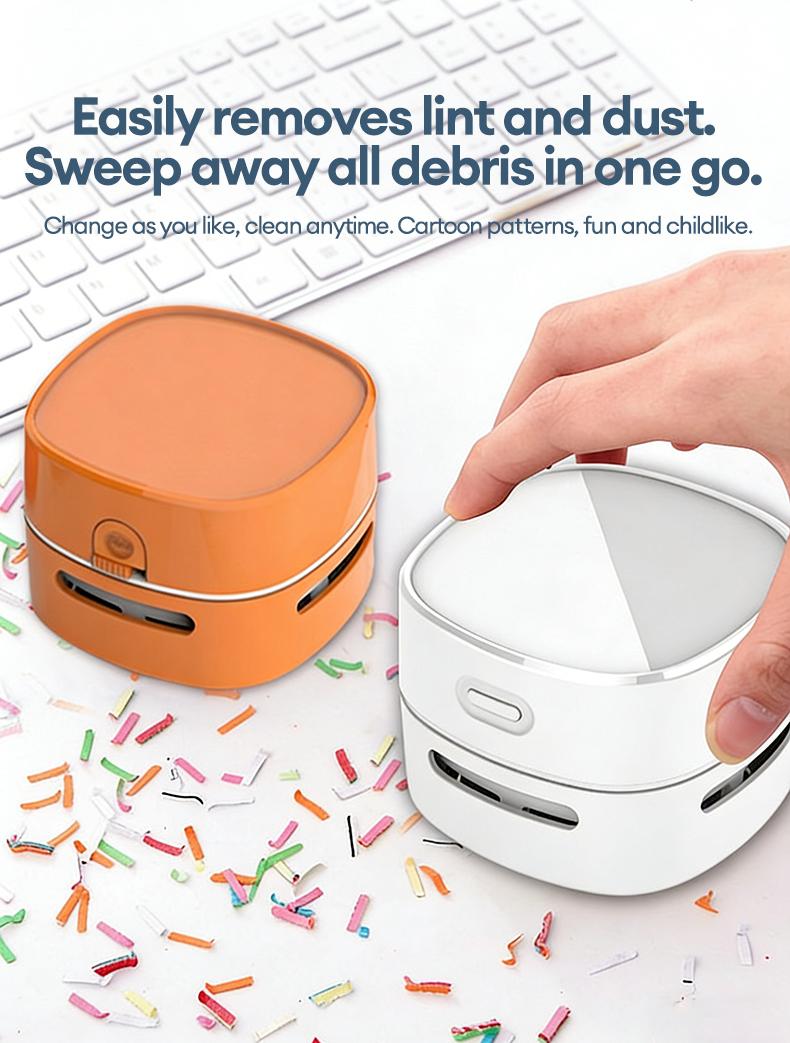 PAXA Desktop mini vacuum cleaner, equipped with a cleaning brush, with strong suction power and long-lasting battery life, suitable for desktop office use.