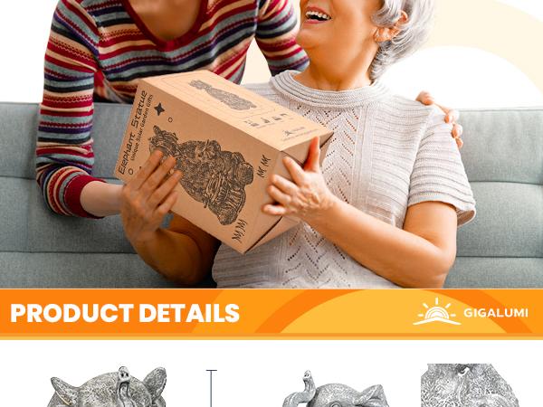 GIGALUMI Solar Garden Statues Loving Elephant Figurine Lights for Outdoor, Yard, Garden Decor Unique Housewarming Gifts for Mom, Women GIGALUMI Solar Garden Statues Loving Elephant Figurine Lights for Outdoor, Yard, Garden Decor Unique Housewarming Gifts for Mom, Women