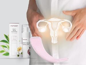 Momcozy Postpartum Recovery Essentials Kit, Labor Delivery Mom Care Kit, Self-Absorbent Disposable Underwear Nipple Nursing Pads Upside Down Peri Bottle Cold Pads Cooling Foam Canvas Bag Set