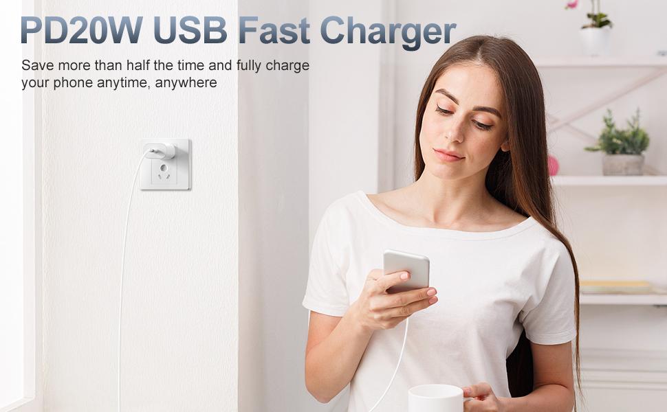 2 Pack 20W Super Fast Charger with 6FT/10FT Type-C to C Cable for iPhone 16/15,iPad Pro 12.9/11,Air,Mini, USB Mobile Smartphone Charging Device Electronic Cellphone