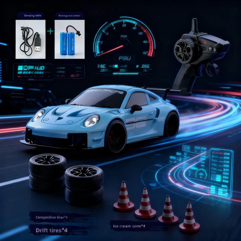 Remote Control Drift Tail Car RC High-Speed Racing Car :24 Four-Wheel Drive Remote Control Car Model Boys Toy