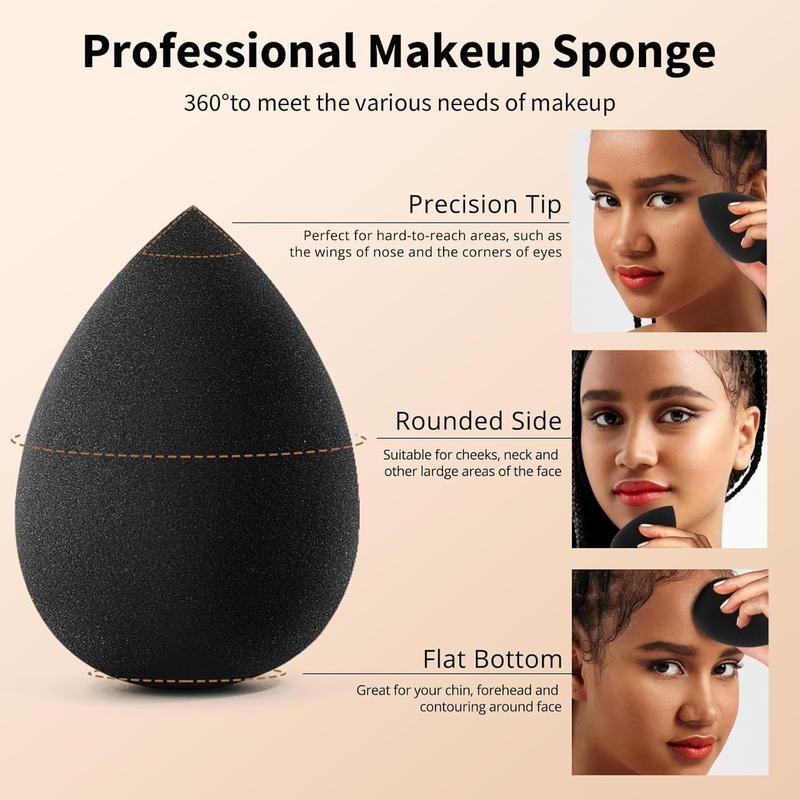 Makeup Sponge Set, 5 Pcs Foundation Blending Sponge, Beauty Sponges Flawless for Liquid, Cream, and Powder, Latex-Free and Vegan Boun Boun Makeup Sponges, Black